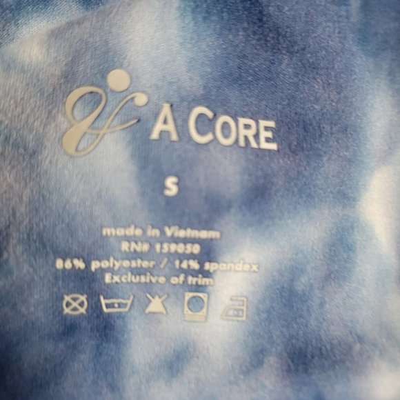 Women's A Core Spandex Blue Tie Die Biker Work Out Shorts - Size Small 23" Waist - Picture 6 of 6